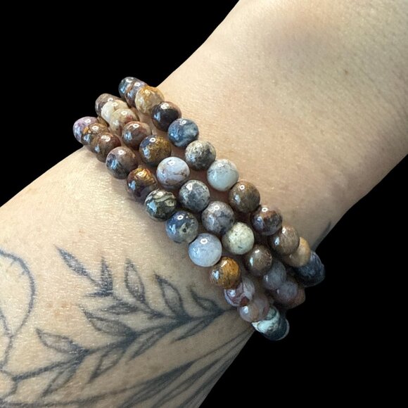 Bracelet Necklace small beaded gemstone agate Picasso Jasper 6MM gem jewelry NEW - Picture 9 of 9